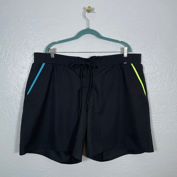 TomboyX Women's Retro Board Shorts w. Pockets Black . Rainbow Stripes XL - Picture 1 of 3